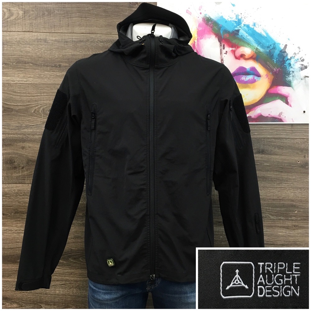 Triple Aught Design Stealth Hoodie LT Black Softshell Jacket Mens XL Schoeller
